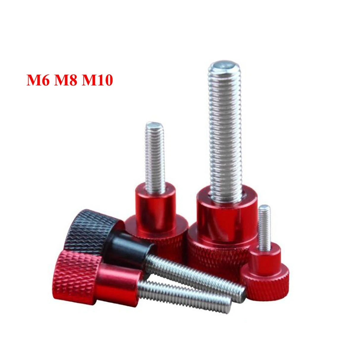 M6 M8 M10 Knurled Thumb Screws Aluminum + Stainless Steel Hand Grip Knob Bolts
