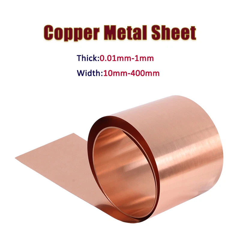 T2 Pure Copper 99.9% Metal Sheet Foil Plate Thick:0.01mm-1mm Width:15mm-400mm
