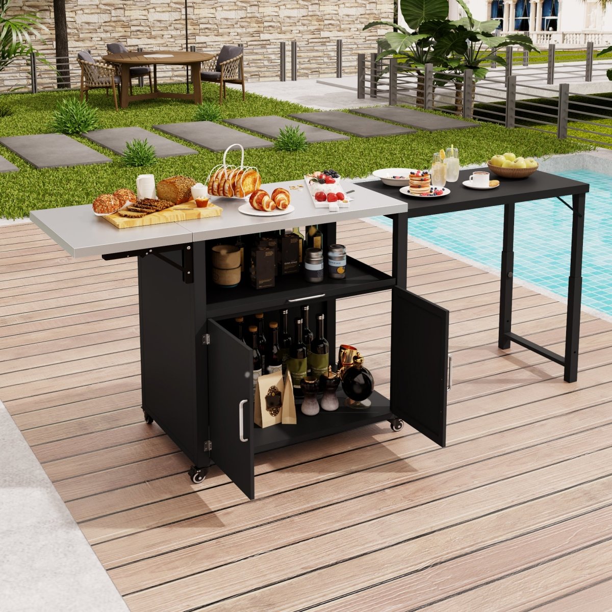 Versatile Outdoor Cabinet with Folding Work Surfaces & Lockable Wheels - HomeDIYer