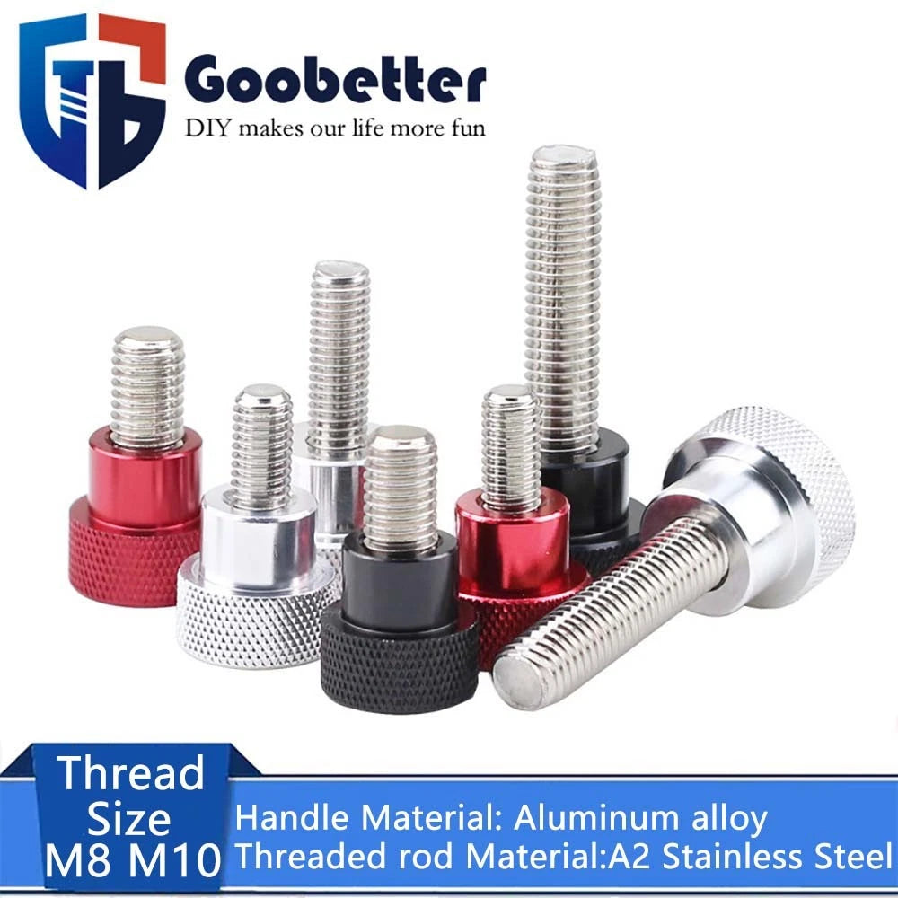 M6 M10 Knurled Thumb Screws Hand Grip Knob Bolt Stainless Steel & Aluminum Alloy