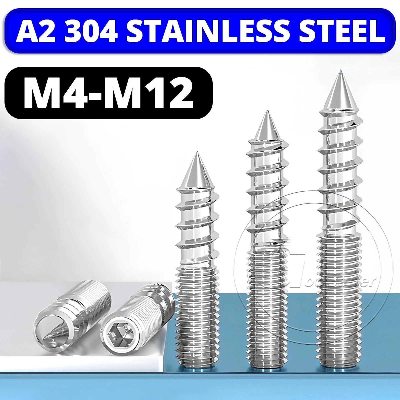 STAINLESS STEEL Wood To Metal Dowels Hanger Bolts Dual Thread Screws Furniture