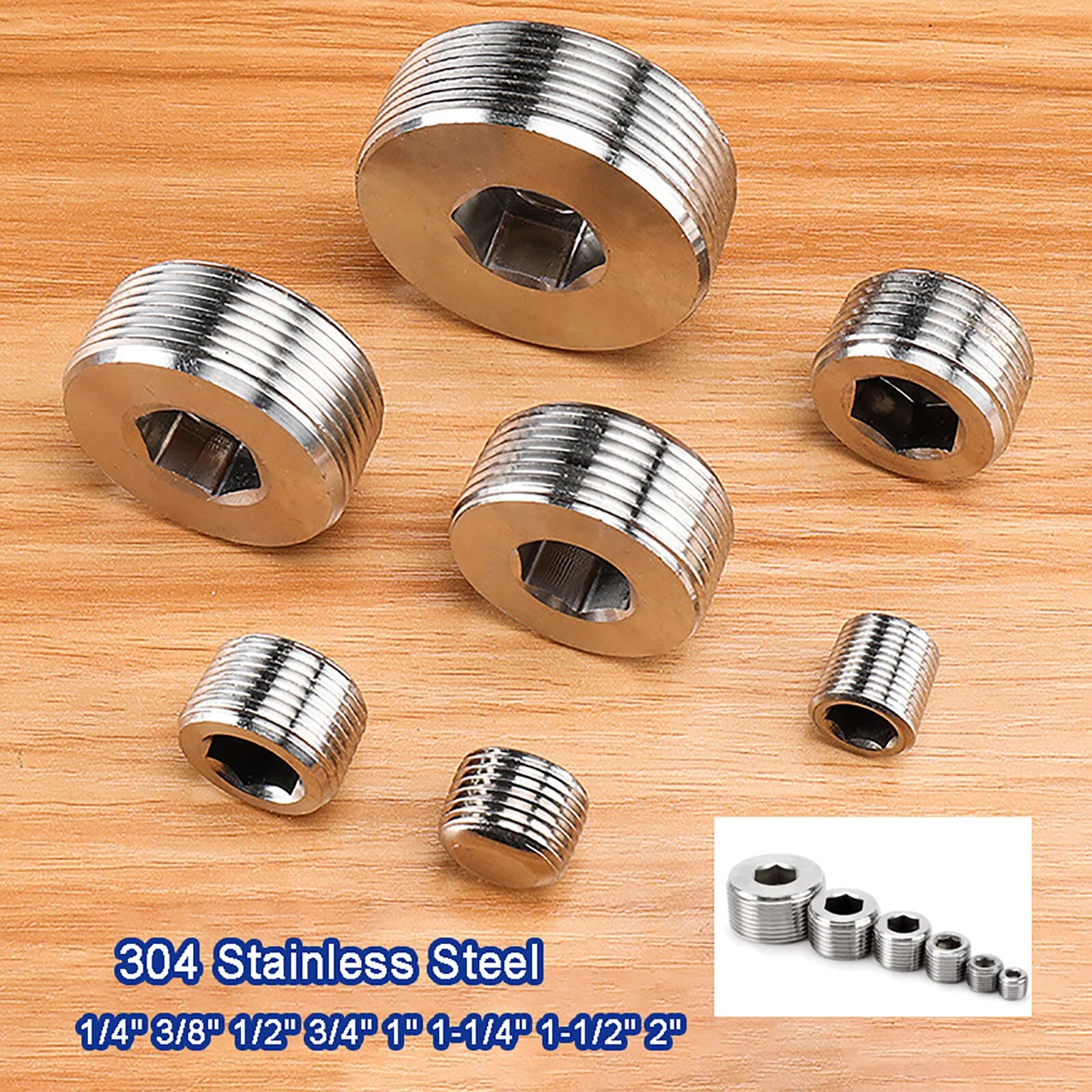 304 Stainless Steel BSP Male Hex Plug — End Blanking Stop Fitting