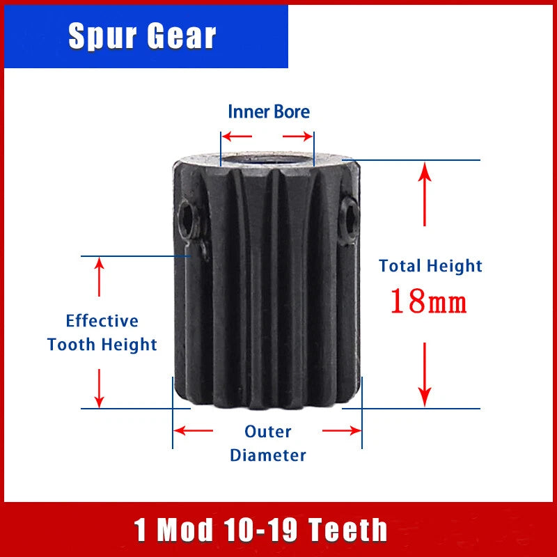 1 Mod 10-19 Teeth Spur Gears Transmission Gear With Step Motor Pinion Gears