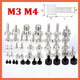 Knurled Thumb Screws Carbon Steel Round Hand Grip Knob Bolts M3 M4 Black Silver