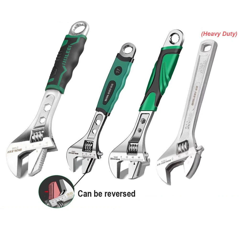 Adjustable Spanner Wrench 6" 8" To 24" Garage Tool Soft Grip Handle Metric Scale