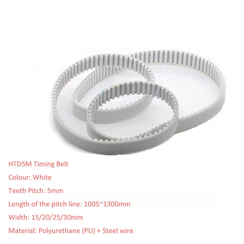 HTD5M Timing Belt 5mm Pitch — Polyurethane + Steel Wire, 1005–1300mm Circumference