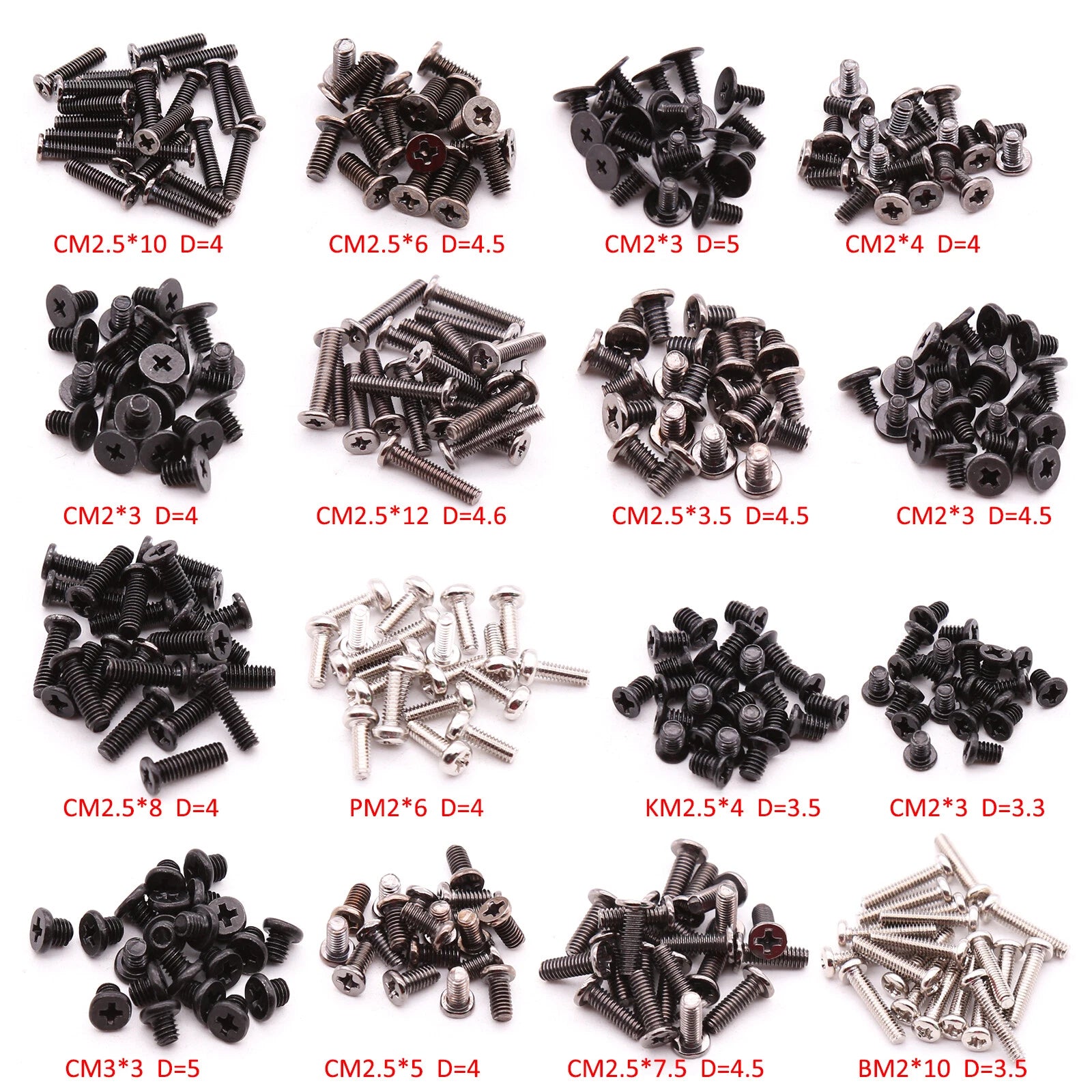 320-Piece Machine Screws Assortment Set M2 M2.5 M3 — for Phone, PC, Laptop, Keyboard & Hard Disk Repair