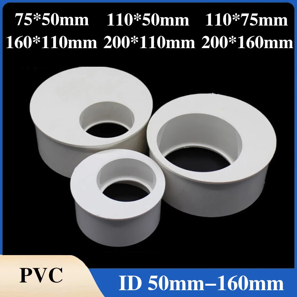 PVC Pipe Eccentric Reducing Bushing Fittings Connector Joints ID 50-160mm White