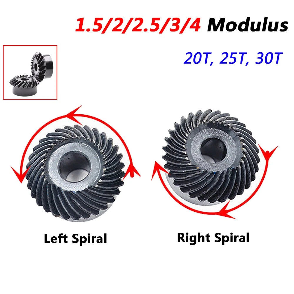 Module 1.5/2/2.5/3/4 Spiral Bevel Gear 90° 1:1 Pairing 20T 25T 30T Left-Right