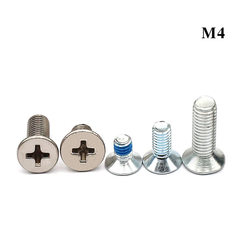 M4 M5 M6 Phillips Countersunk Screws – Zinc Plated Carbon Steel, 6–24mm Lengths (Bulk Pack)
