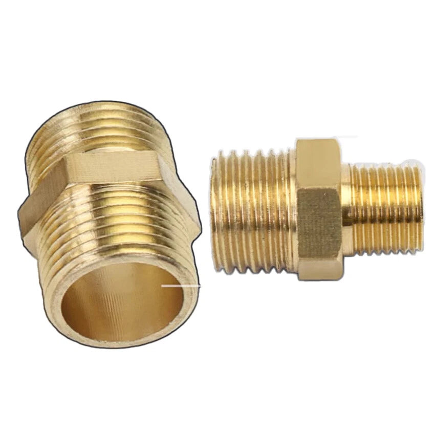 Male to Male Brass Nipple Adapter — Equal & Reducer Sizes 1/8" to 1"