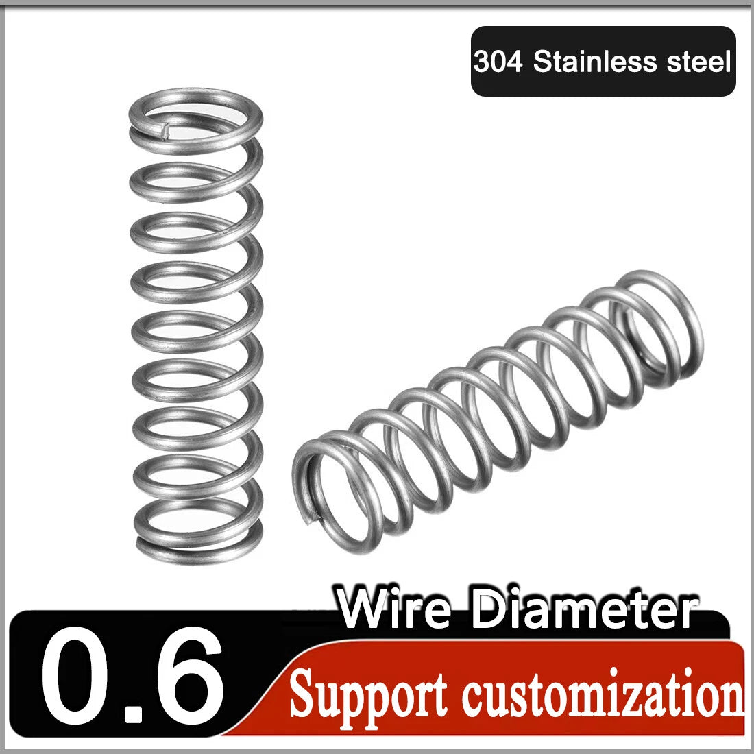 Stainless Compression Spring 0.6mm Wire Diameter Coil Springs-All Lengths & OD
