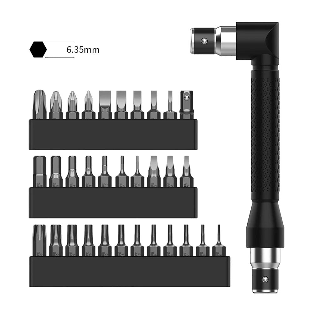 1/4" Screwdriver Bits Kit Angle L-Shape Socket Wrench-Ratchet Screwdriver Set