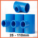 PVC Reducing Tee Pipe & Fittings Solvent Weld Pressure Adapter Connector Blue