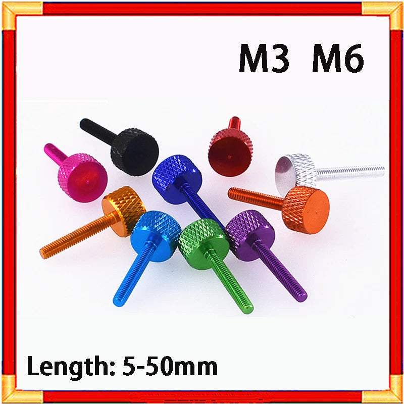 M3 M6 Knurled Thumb Screws Aluminum Alloy PC Case Cover Hand Tighten Bolts 3/6mm