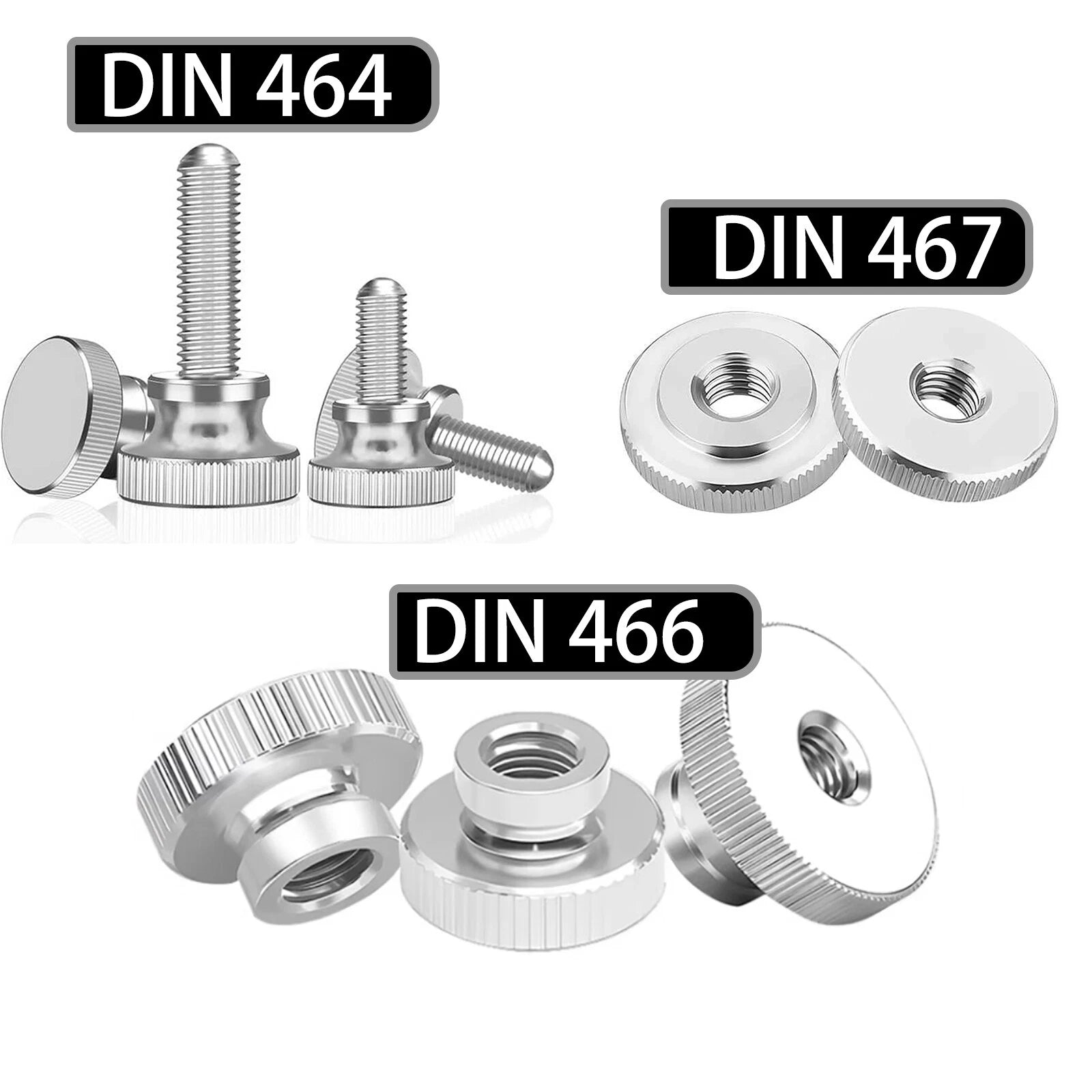 Knurled Thumb Nuts & Screws — Stainless Steel Hand-Grip Knobs, M2 to M10