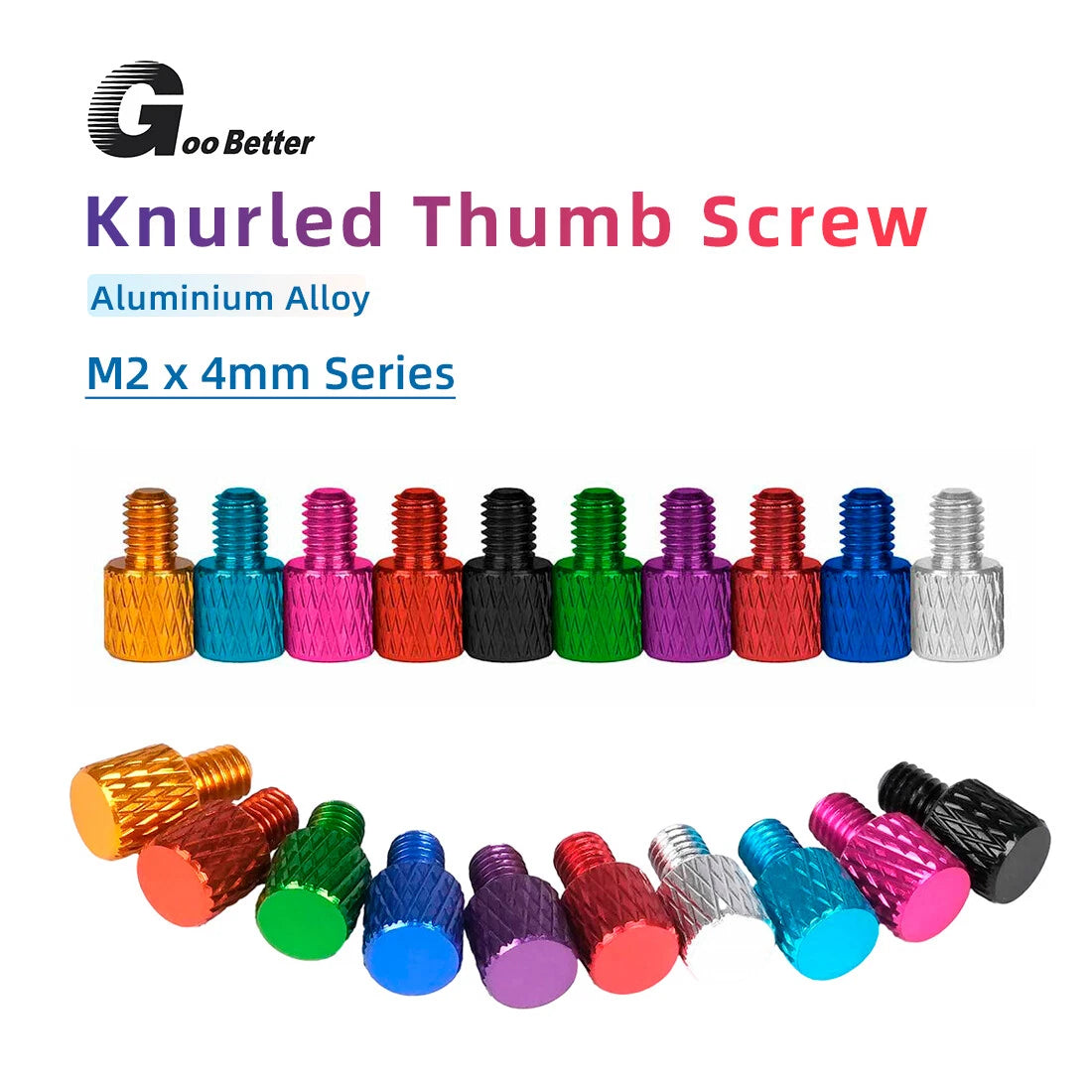 M2x4mm Aluminium Alloy Flat Head Knurled Thumb Screws Bolts For DIY Modification