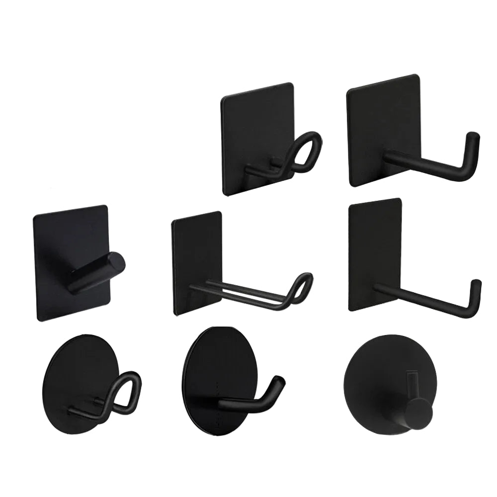 Stainless Steel Black Sticky Hooks Wall Mounted Self Adhesive Hook Round/Square