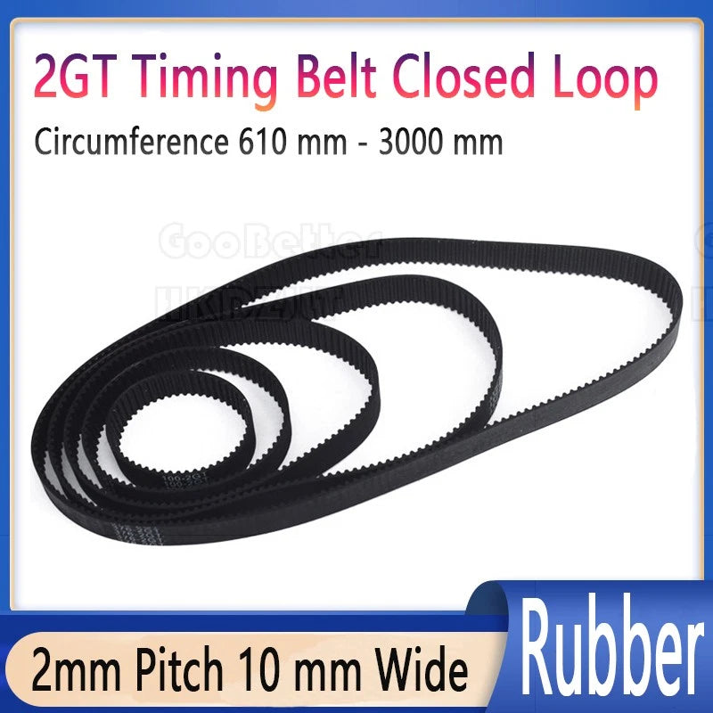 2GT Timing Belt Closed Loop — 2mm Pitch, 10mm Wide | CNC & 3D Printer