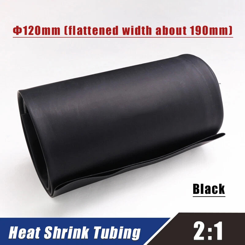 120mm Black Heat Shrink Tubing 2:1 – Large Diameter Electrical Insulation Sleeve