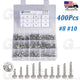 400pc #8 #10 #12 Hex Washer Self-Drilling Tek Screws – 410 Stainless Steel Kit