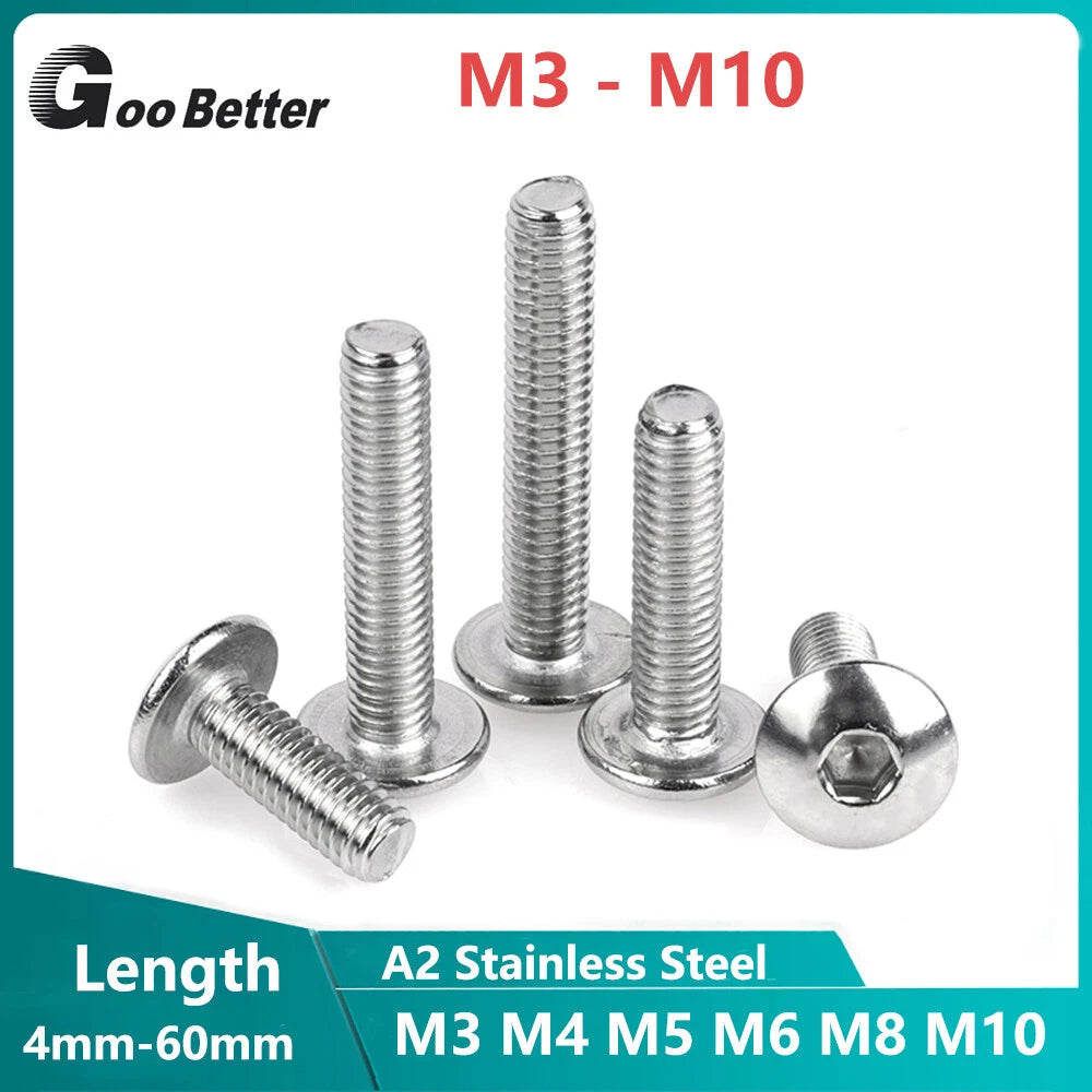 M3–M10 A2 Stainless Steel Truss Head Socket Cap Screws — Hex Allen Drive Machine Bolts