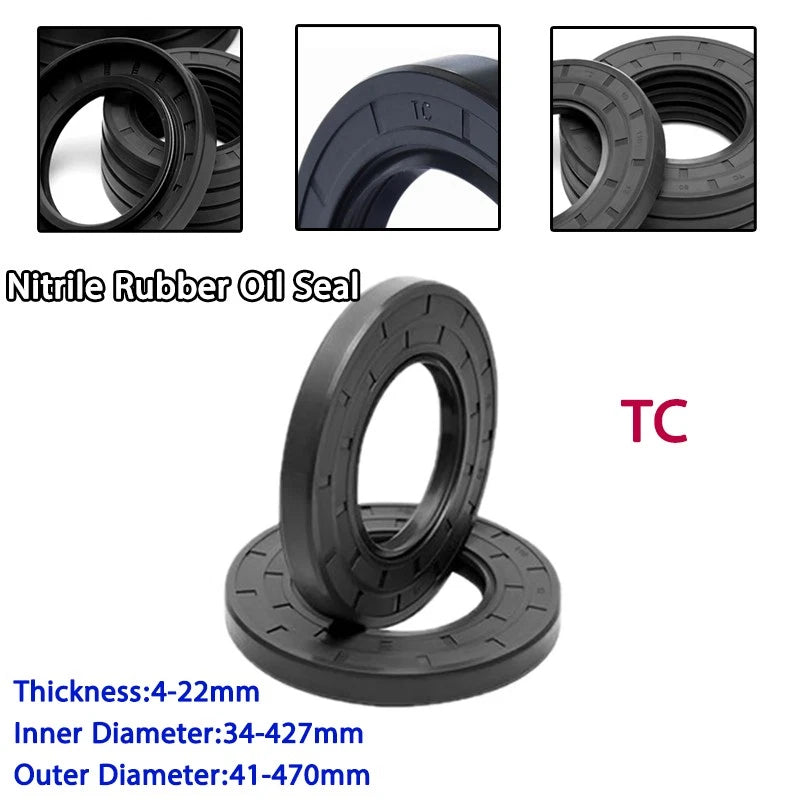Nitrile Rubber TC Skeleton Oil Seal — Double Lip Shaft Seal | ID 34–427mm