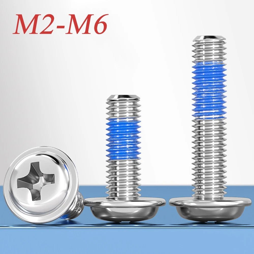 A2 Stainless Steel Phillips Flanged Button Head Machine Screws — M2 to M6, Built - In Washer Face - HomeDIYer