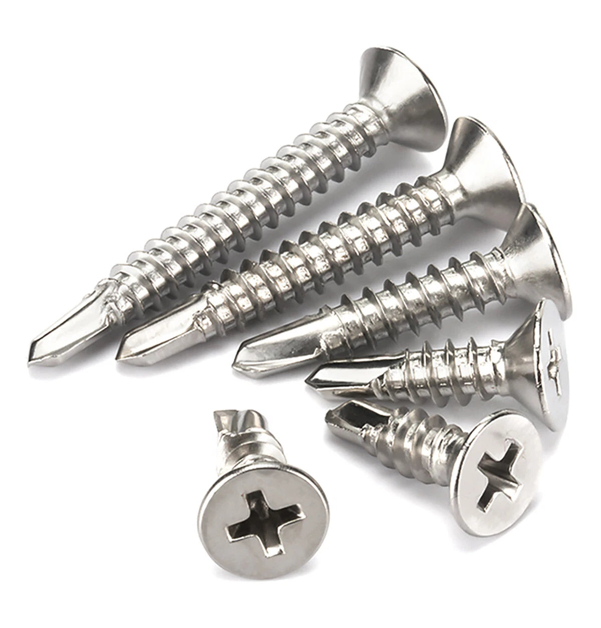 #6 #7 #8 #10 #12 #14 Countersunk Head Self Drilling Tek Screws – 410 Stainless Steel