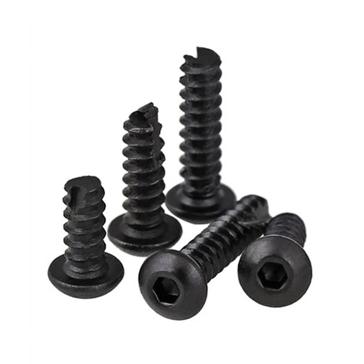 M2 M2.6 PB Round Head Socket Cap Self Tapping Screws – Grade 8.8 Carbon Steel, Black