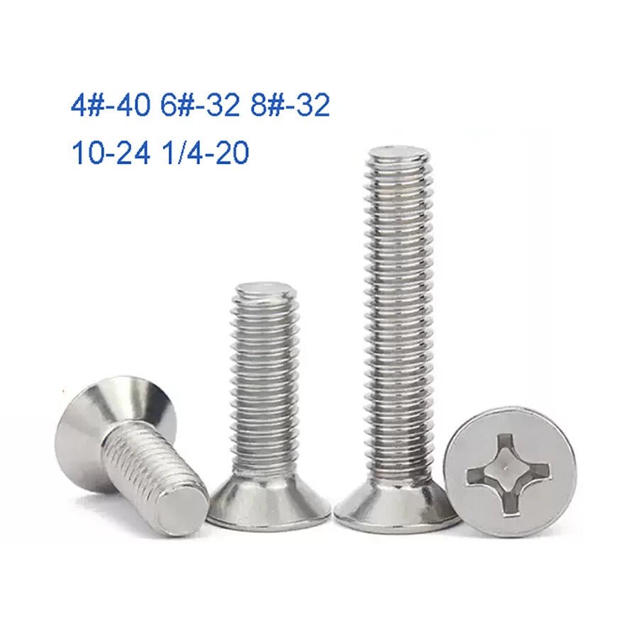 A2 Stainless Steel Phillips Flat Head Machine Screws | UNC 4 - 40 to 1/4 - 20 - HomeDIYer