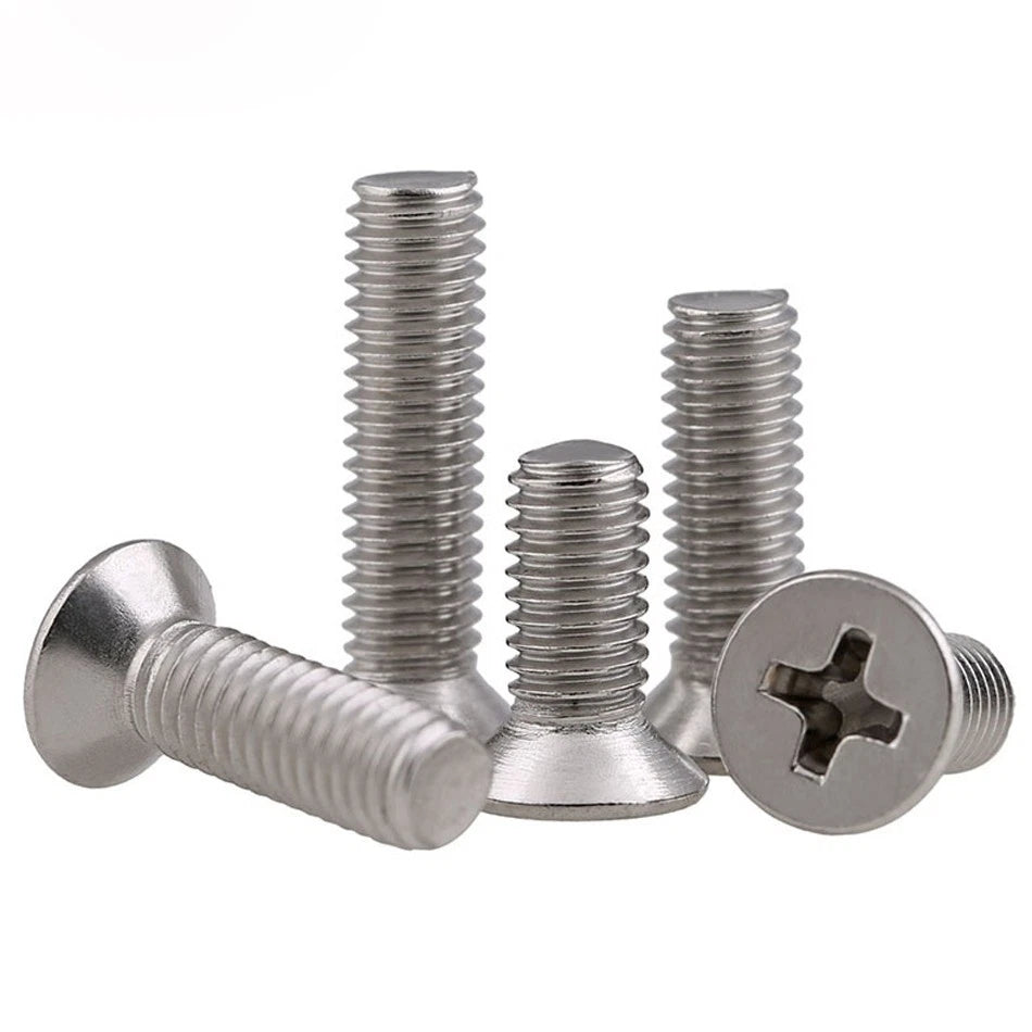 A2 Stainless Steel Phillips Countersunk Flat Head Machine Screws M3 GB/T 819 — 4mm to 80mm, Variable Pack Quantities