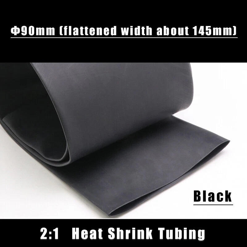90mm Black Heat Shrink Tubing 2:1 Shrink Ratio – Electrical Wire Sleeve