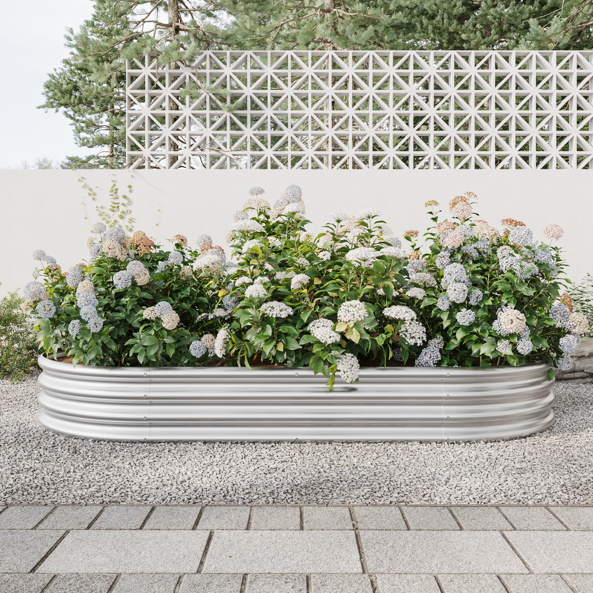 Oval Large Metal Raised Garden Bed – 89" x 45" Silver Steel Planter for Vegetables, Herbs & Flowers