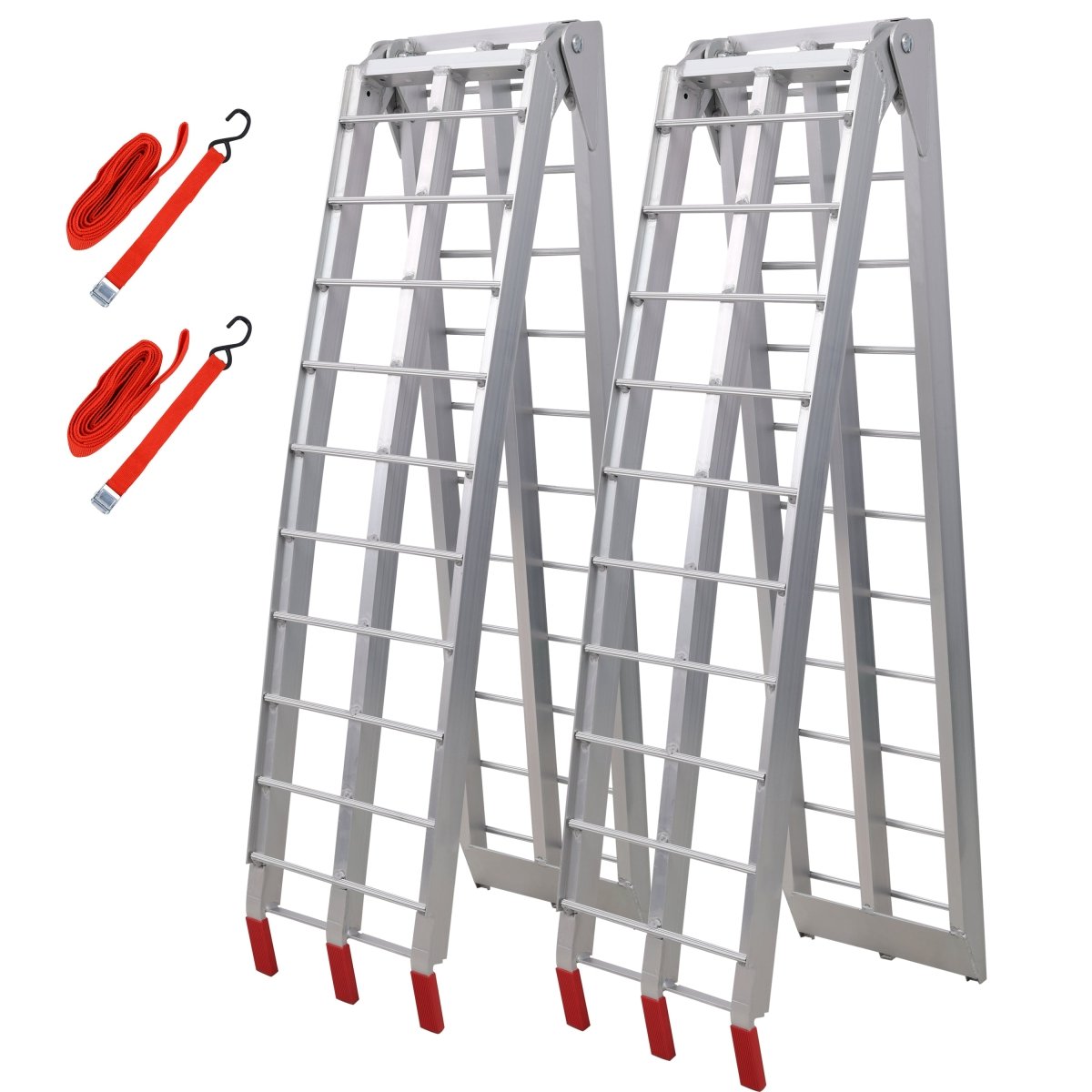 7.5FT Aluminum Loading Ramps, 1500 Lbs Capacity per pair, With safety straps, Motorcycle Ramp, ATV Truck Ramps, Tailgate Ramps, Four Wheeler Ramps for Trucks, Lawn Mower, UTV, 1 PAIR, SILVER Color - HomeDIYer