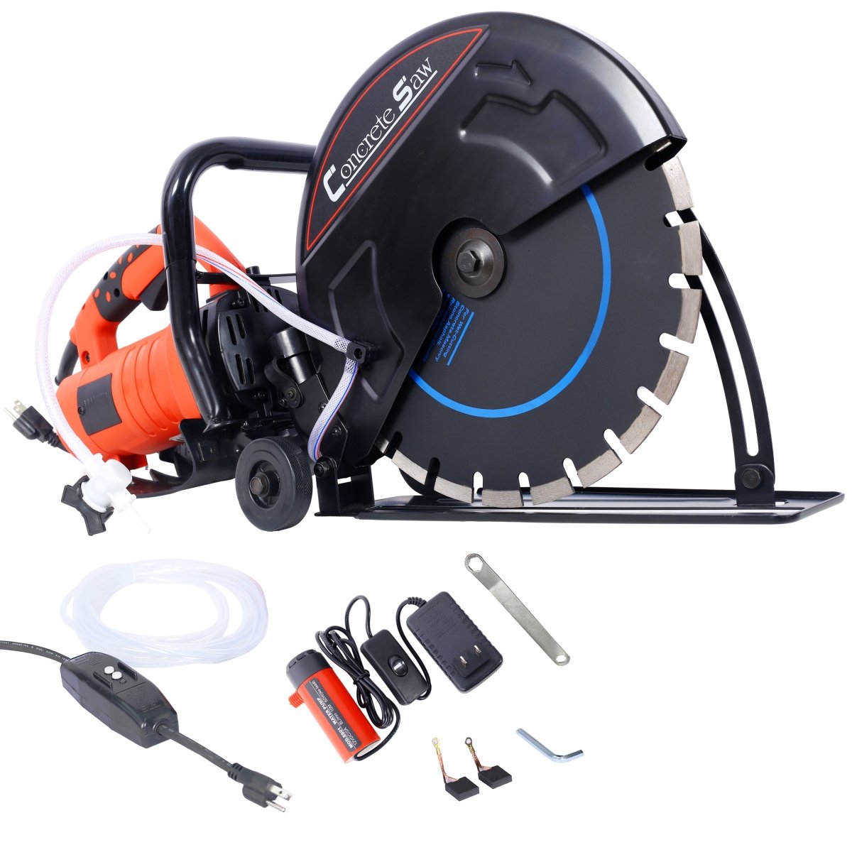 Electric 14" Cut Off Saw Wet/Dry Concrete Saw Cutter Guide Roller with Water Line Attachment - HomeDIYer