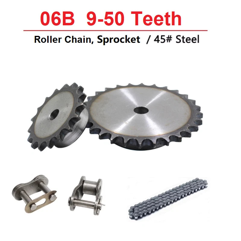 9-50 Teeth 06B Industrial Sprocket Wheel-Roller Chain 45# Steel Pitch 9.525mm