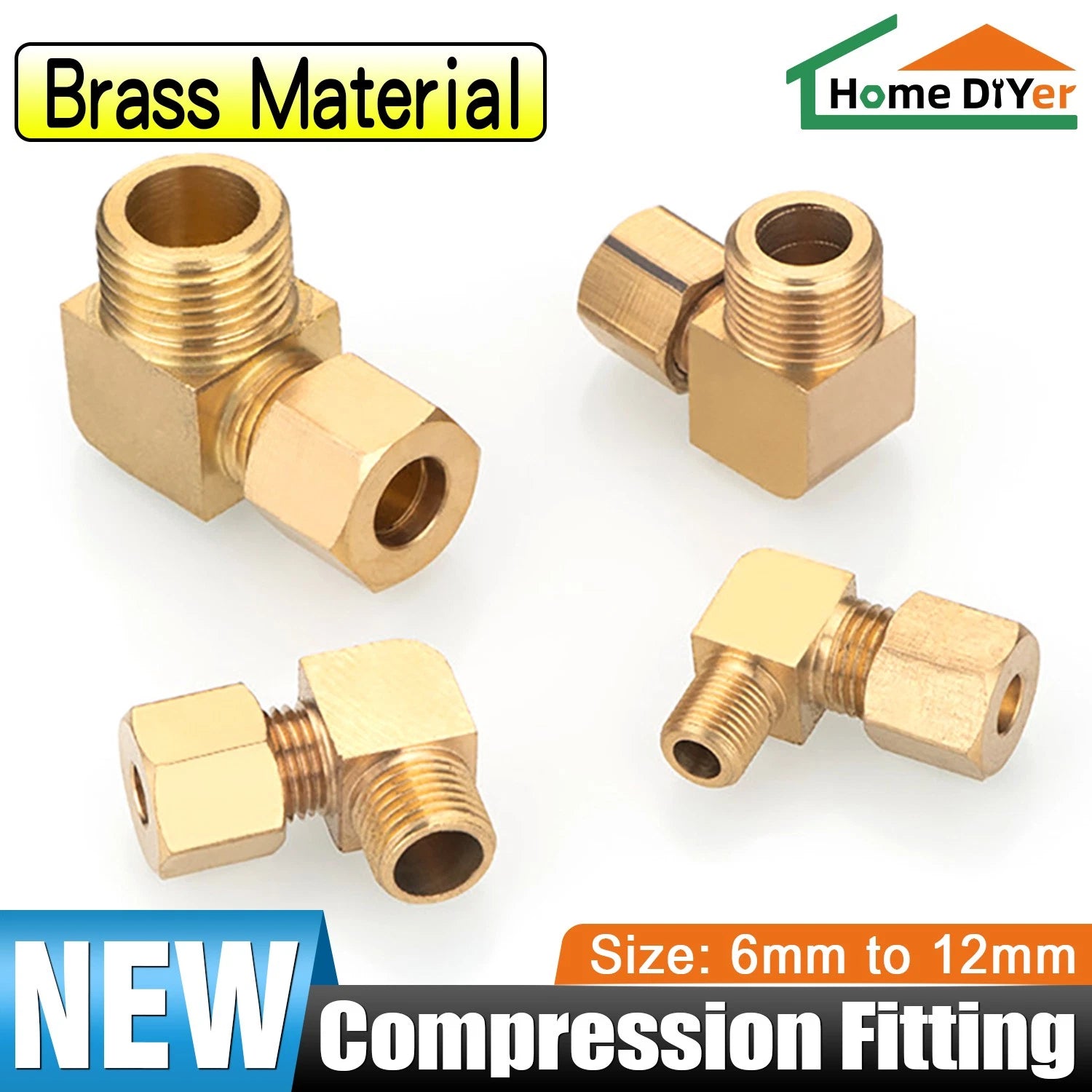 Brass Compression 90° Elbow Fittings for 6–12mm Copper Tube | Ferrule Connector