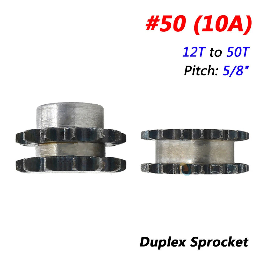 Duplex Sprocket 5/8 Inch 15.875mm Pitch 12-50 Tooth for #50 (10A) Roller Chain