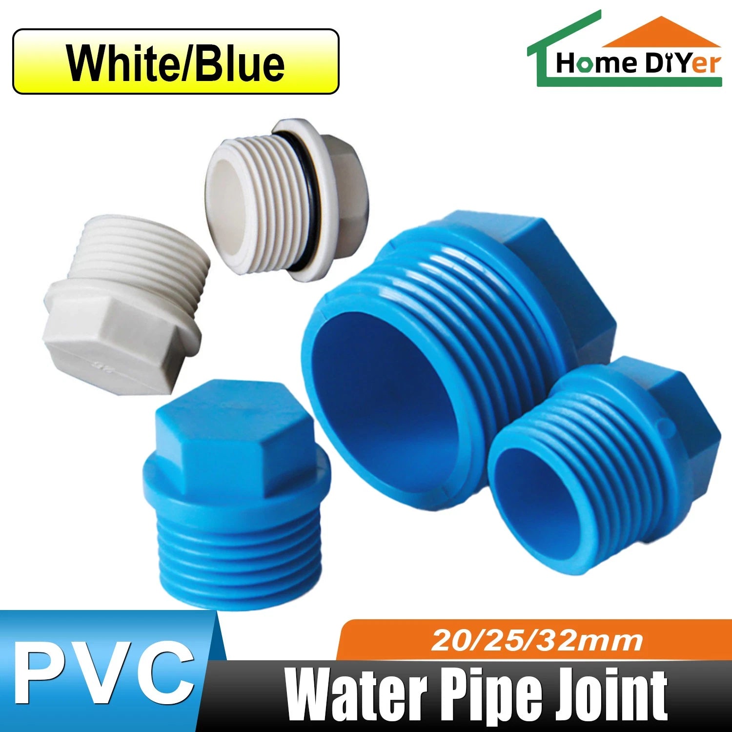 PVC Threaded Plug Male 1 2" 3 8" 1" BSP Pipe Fittings Pond Aquarium Threaded End