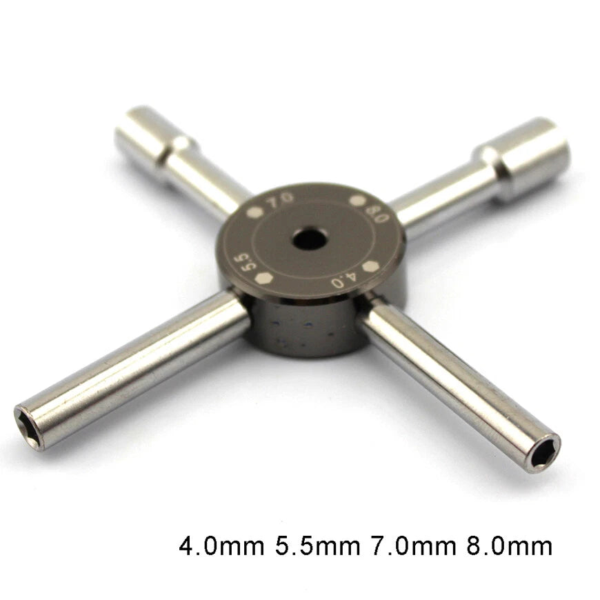 4 Way Wheel Nut Cross Wrench Socket Spanner RC Model Car -  4mm, 5.5mm, 7mm, 8mm
