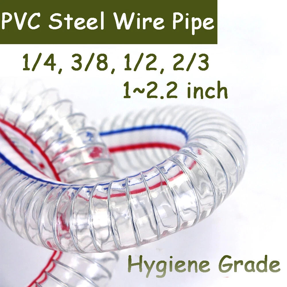 Clear Flexible PVC Hose Pipe with Braided Steel Wire Reinforcement — Fuel & Fluid Transfer