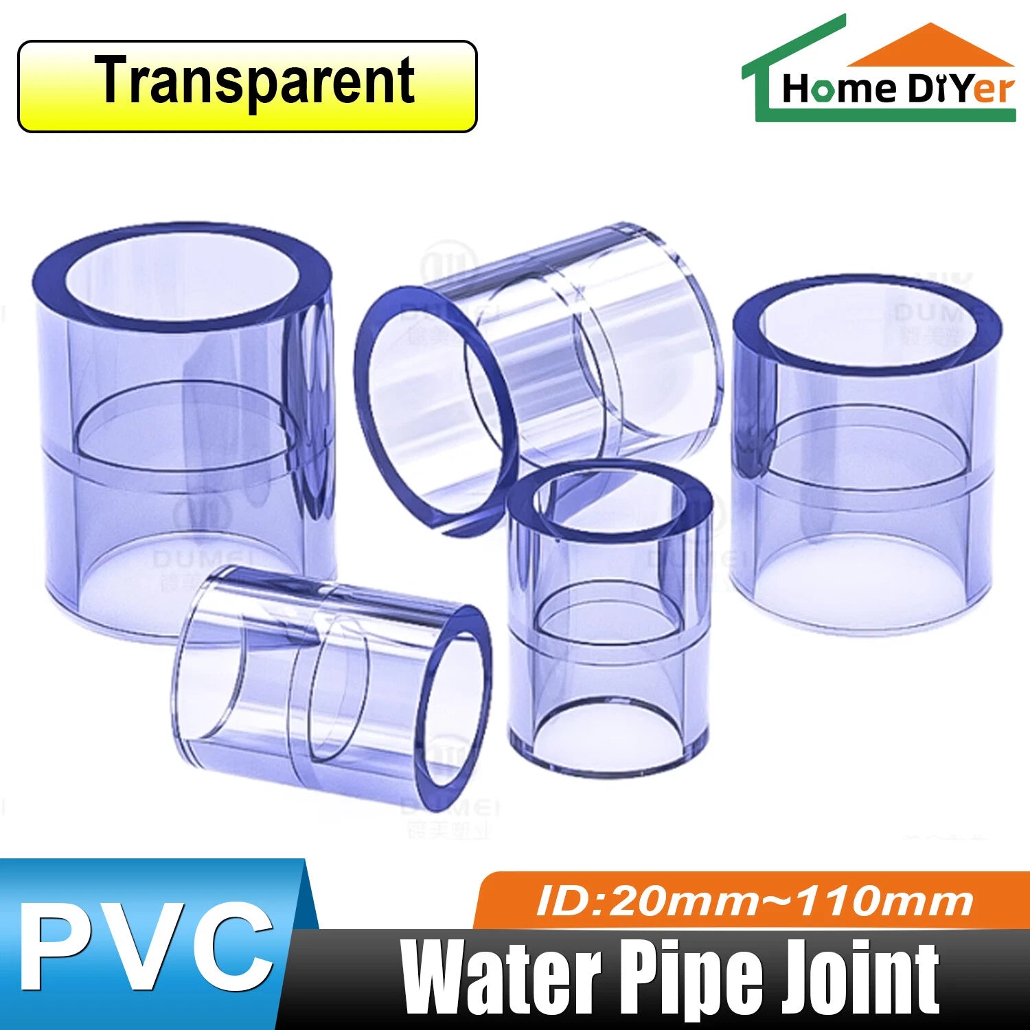 Transparent PVC Straight Pipe Coupling — Socket Fitting for Water Lines