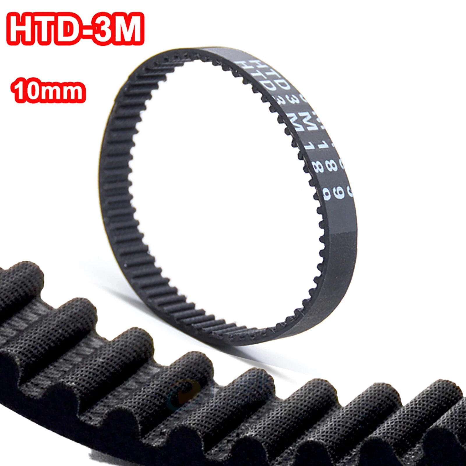 HTD3M Closed Loop Timing Belt — 3mm Pitch, 10mm Wide | 87mm–3600mm