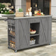 Grey Outdoor Kitchen Island with Stainless Steel Top | Foldable Fir Wood Prep Station