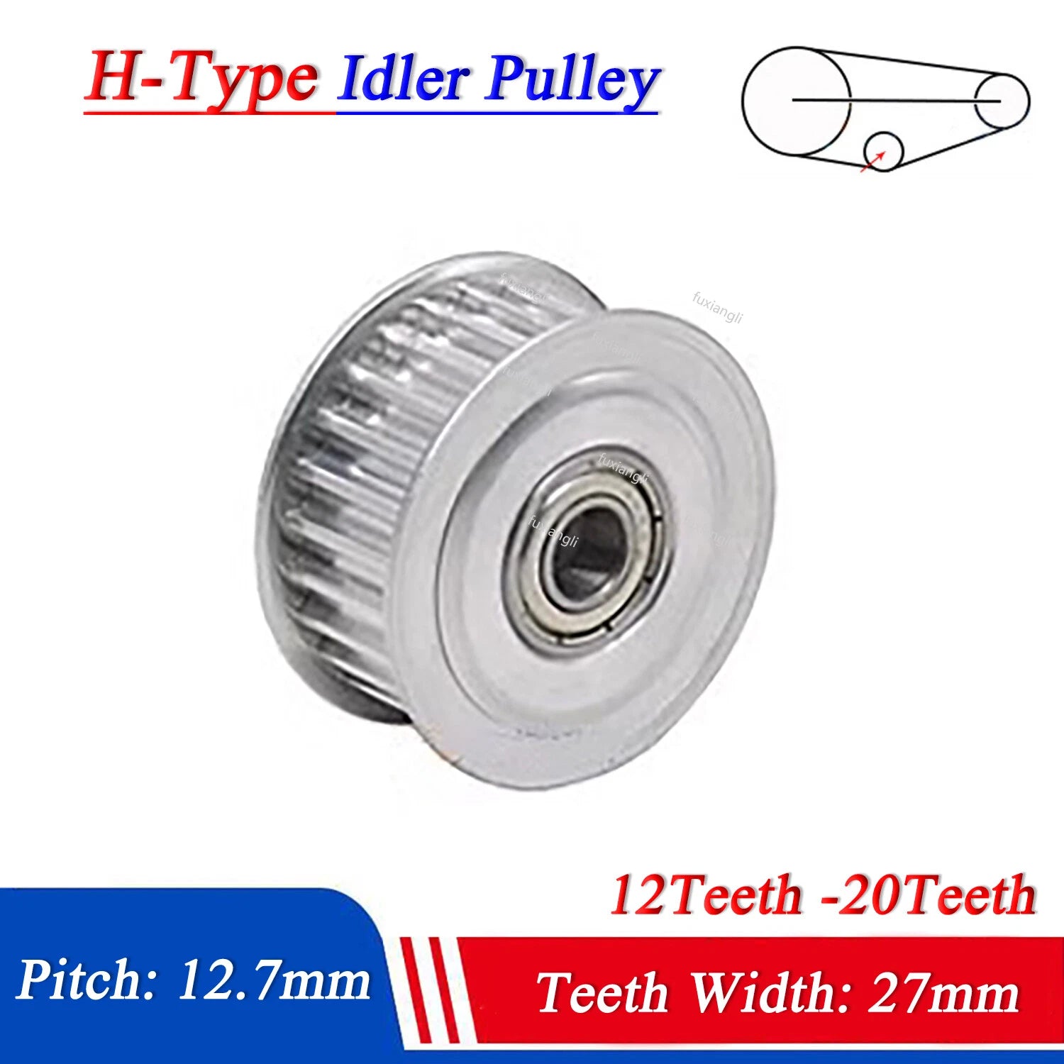 H-Type Timing Belt Idler Pulley Pitch 12.7mm CNC Toothed Tensioner Width 27mm