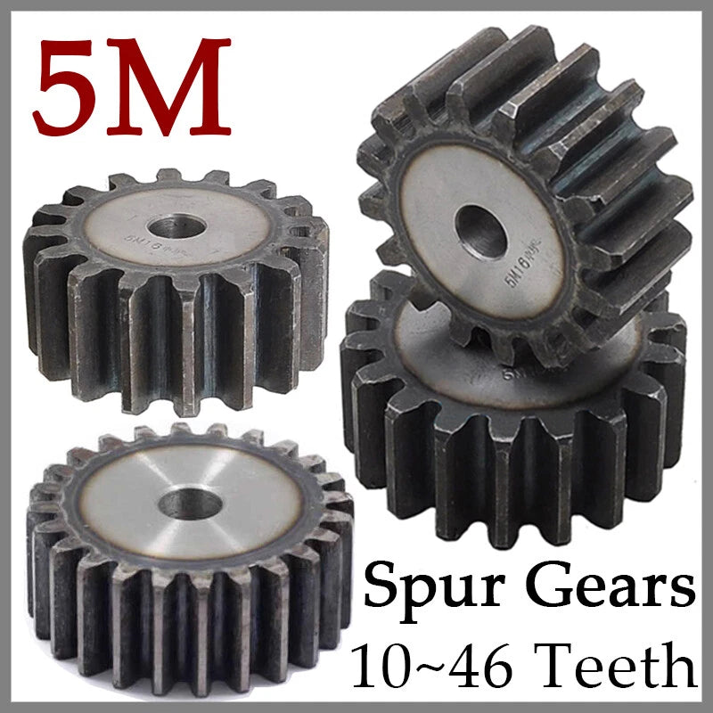 Spur Gears Pinion Gear 5 Mod Transmission Gear 10~46 Teeth 45# Steel Flat Gear