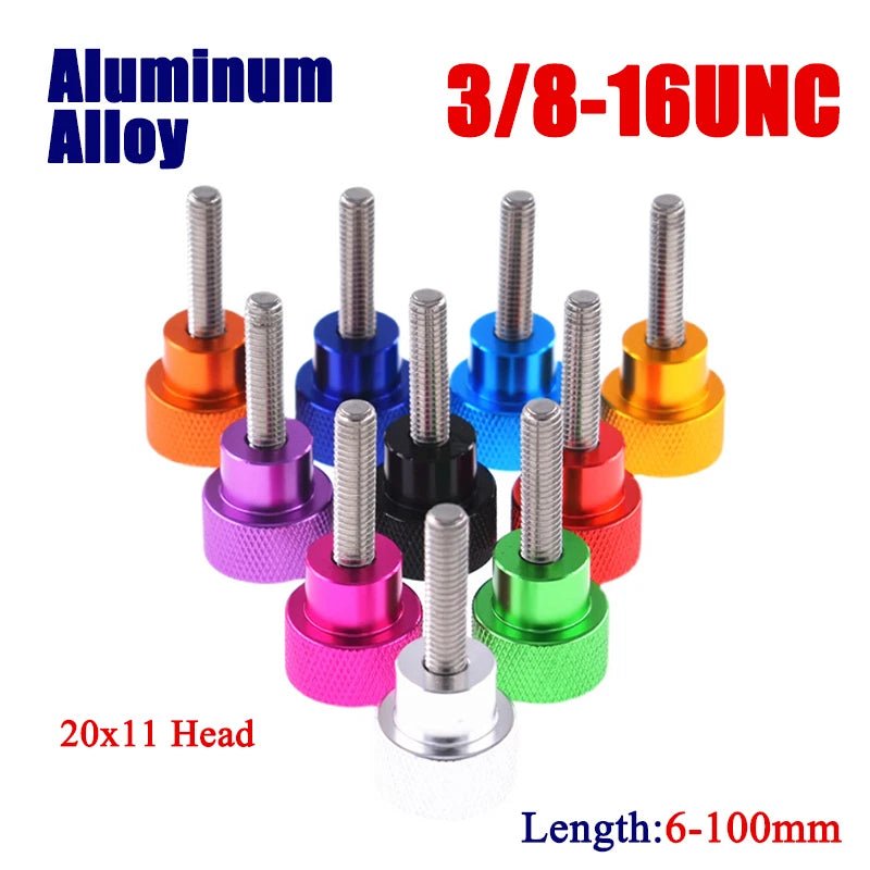 3/8 - 16UNC Knurled Thumb Screws – Aluminum Shank + Stainless Steel Hand Grip (6–100mm Lengths) - HomeDIYer