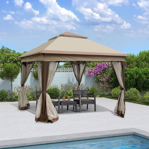Pop Up Gazebo Canopy 11x11ft w/Zipper Netting | 2-Tier Event Tent