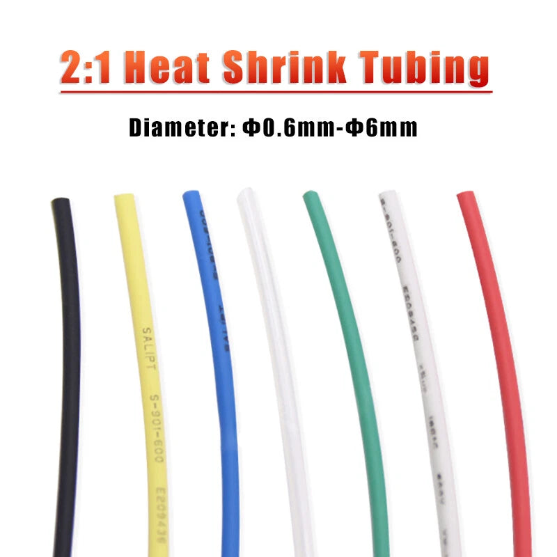 Heat Shrink Tubing 2:1 Ratio – φ0.6mm to φ6mm Electrical Wire Sleeve